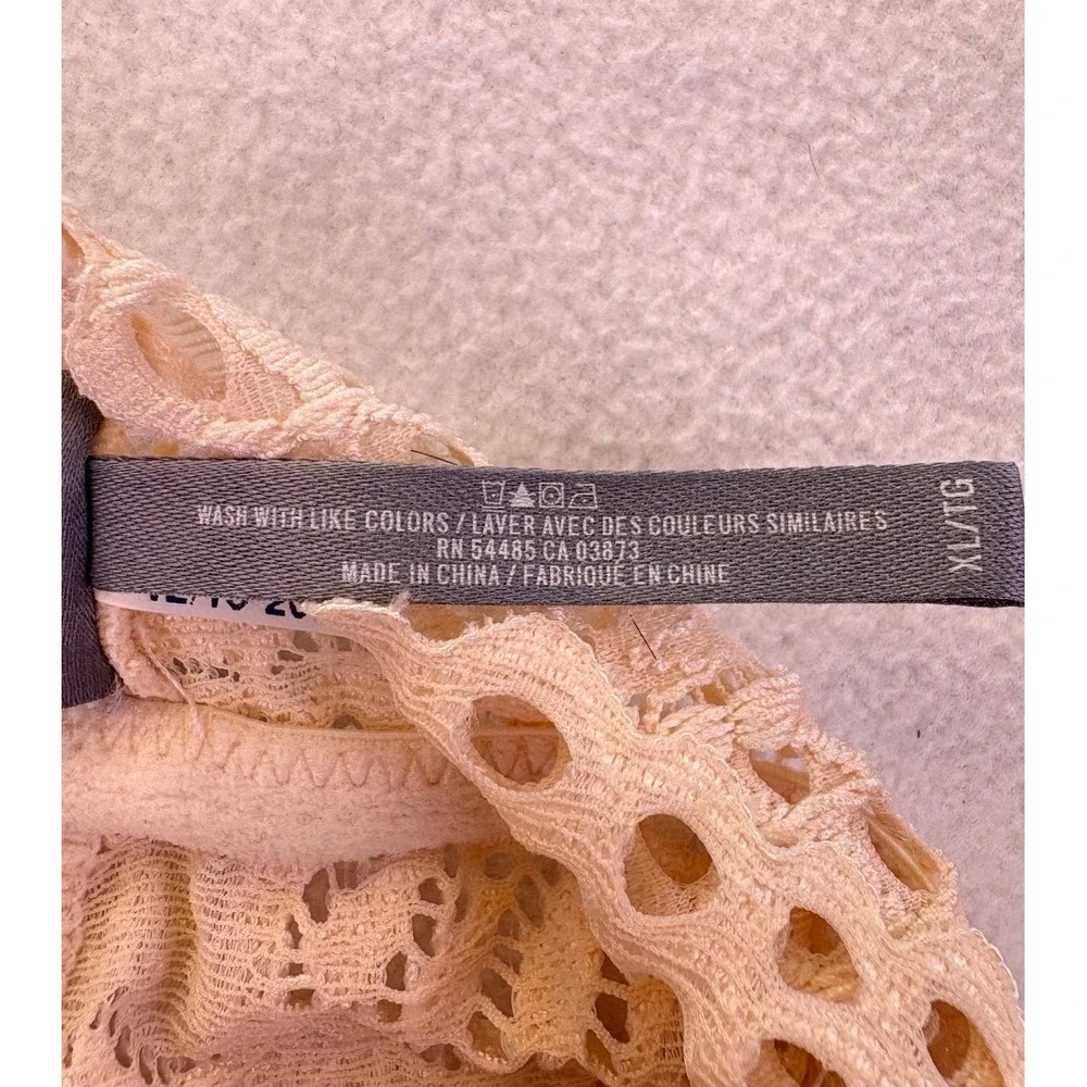 Aerie Peach Floral Lace Racerback Bralette XL Coquette Eyelet Scalloped Trim